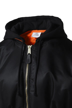 FITTED HOODED BOMBER JACKET / BLACK