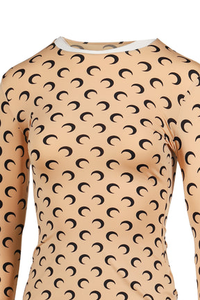 MOON PRINTED JERSEY LS CREWNECK TOP / INVERSE TAN