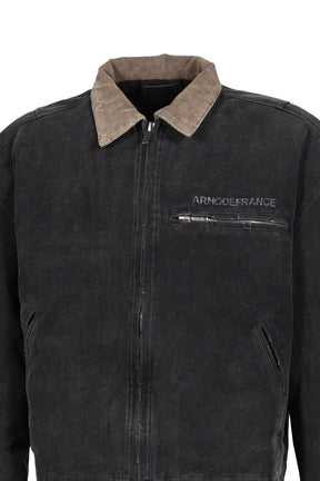 WORK CANVAS TRUCKER JACKET / WASHED BLK