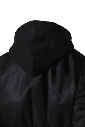 FITTED HOODED BOMBER JACKET / BLACK