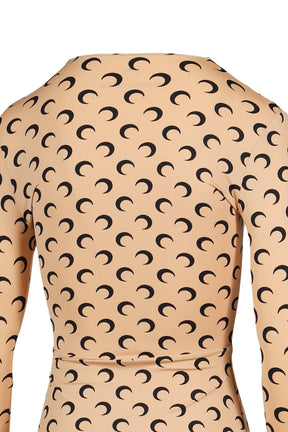 MOON PRINTED JERSEY LS CREWNECK TOP / INVERSE TAN