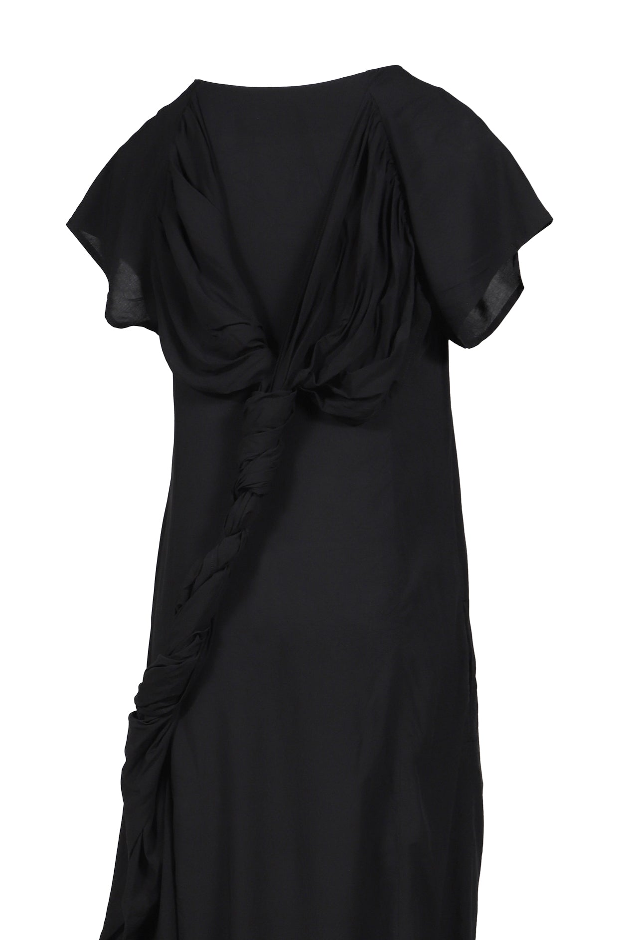 WRINKLED LAWN TWISTED DRESS / BLK