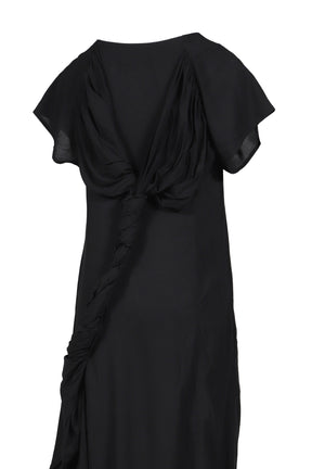 WRINKLED LAWN TWISTED DRESS / BLK