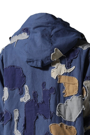 PATCHWORK CANVAS ZIP UP JACKET / BLU