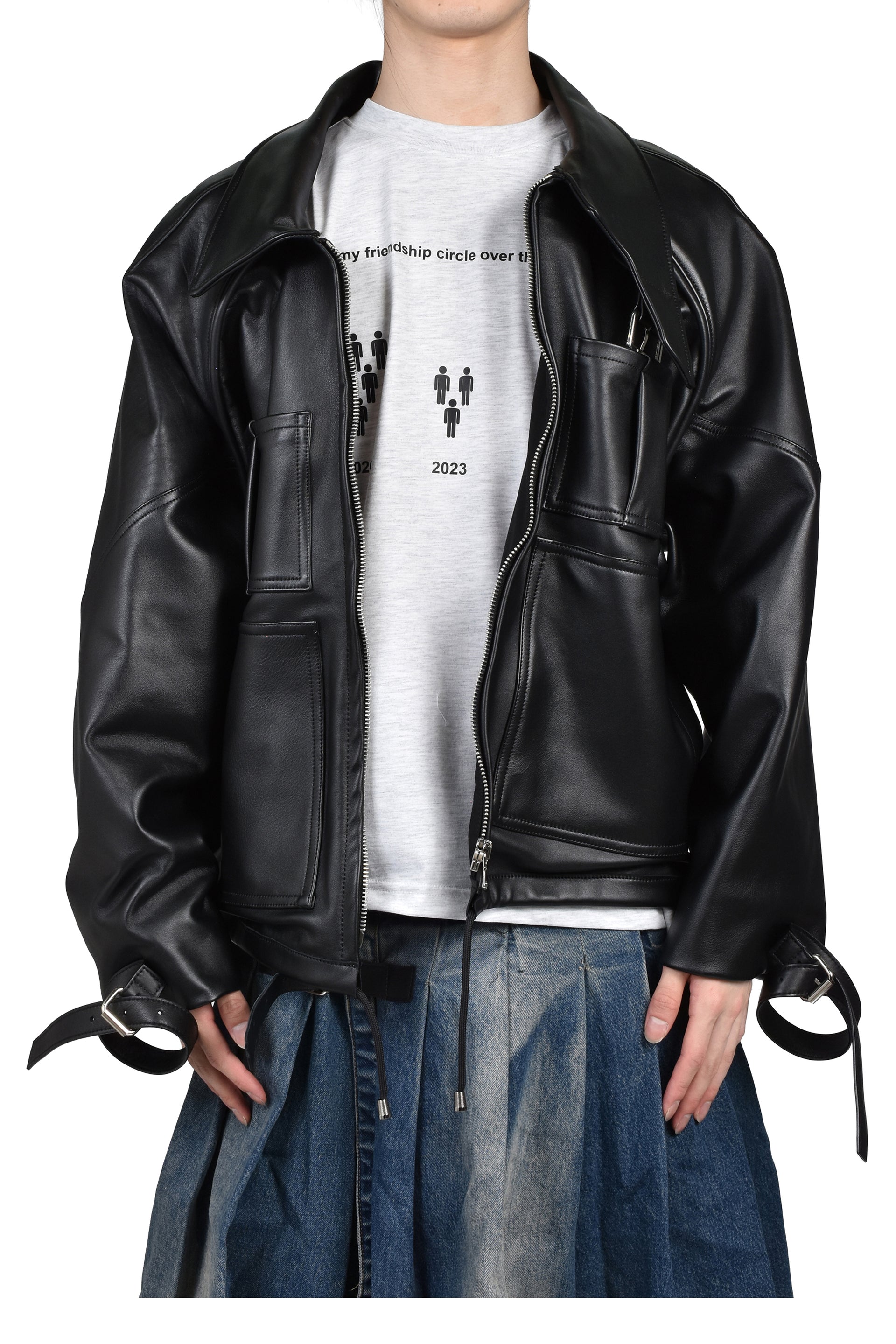 A4 LEATHER JACKET / BLK