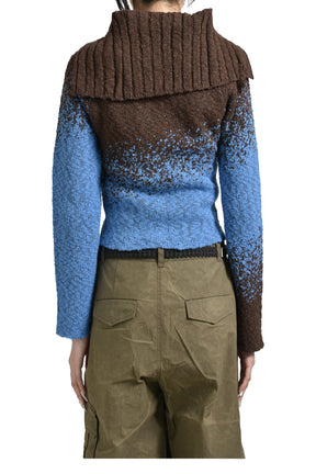 FLOW JAQUARD SHORT CARDIGAN / BLU 