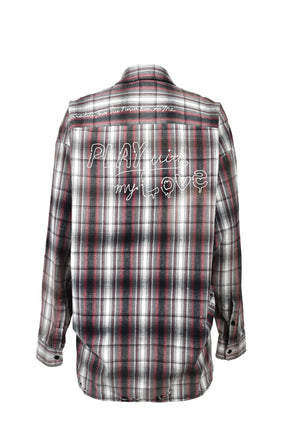 VINTAGE LIKE CHECK L/S SHIRTS / BLK