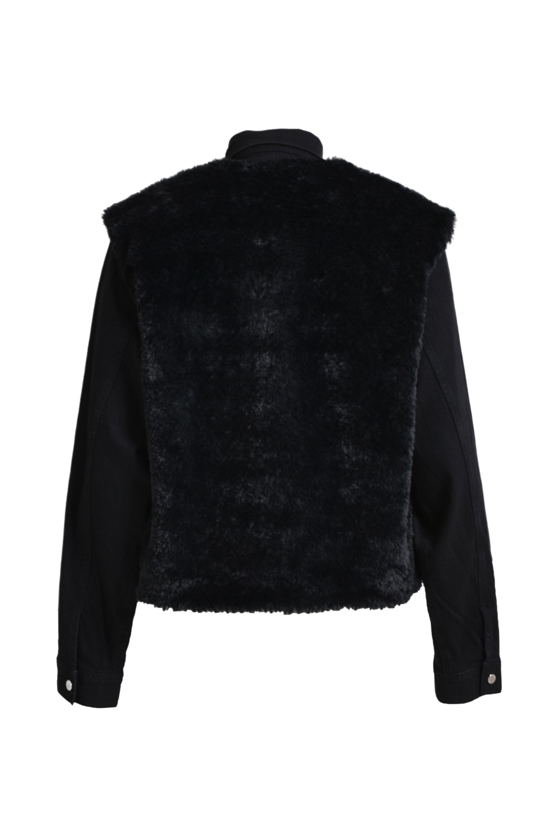 FAUX FUR DENIM JACKET / BLK