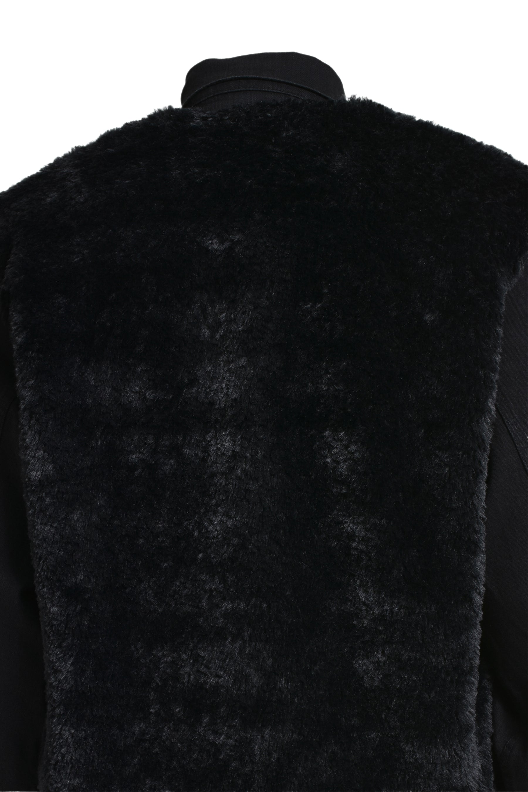 FAUX FUR DENIM JACKET / BLK