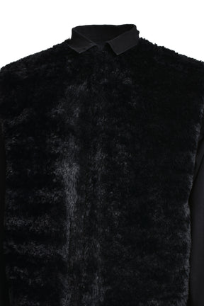 FAUX FUR DENIM JACKET / BLK