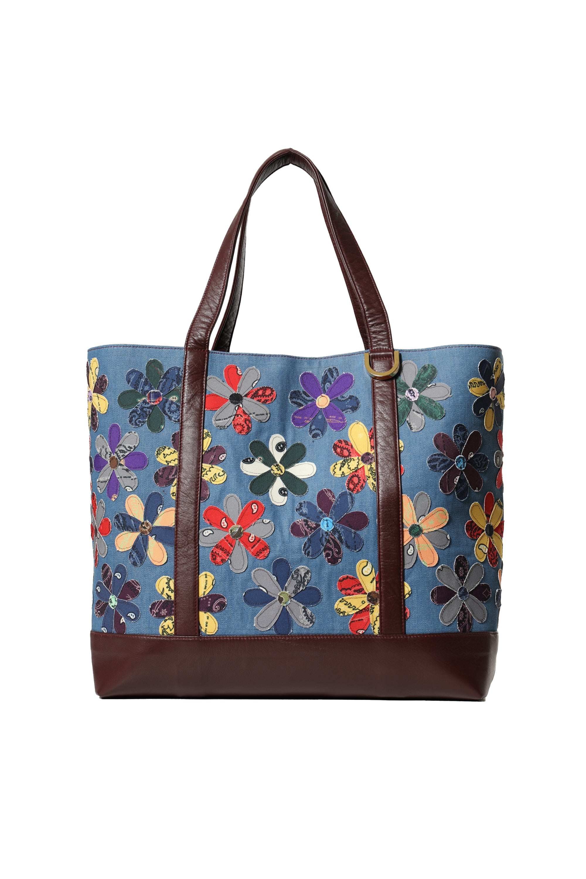 THE WORLD IS YOURS FW23 FLOWER PATCH PAISLEY DENIM TOTE BAG / -NUBIAN