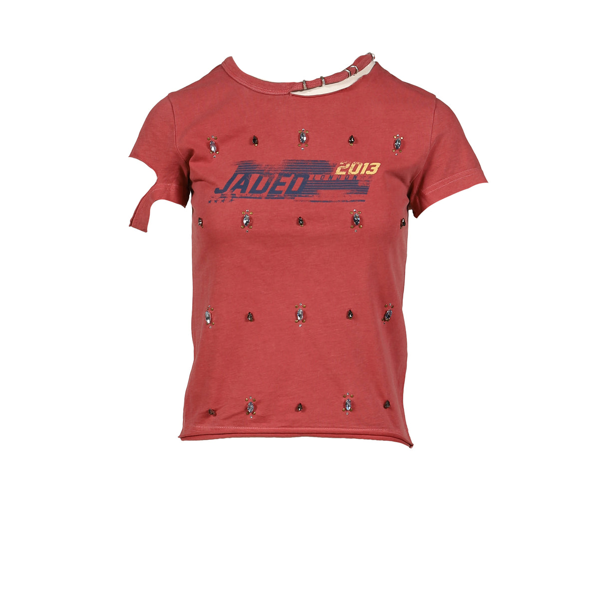 JADED LONDON ジェイデッドロンドン SS26 DISTRESSED JEWEL TOP / RED