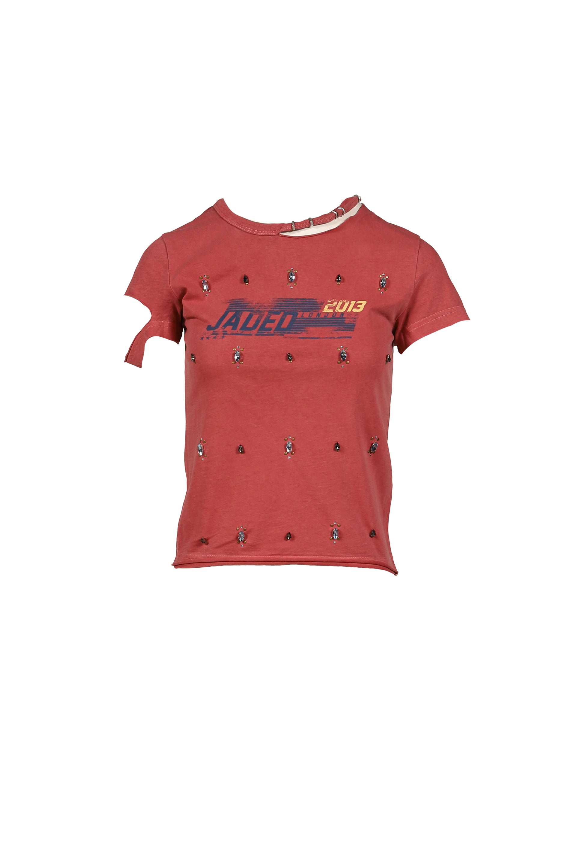 DISTRESSED JEWEL TOP / RED