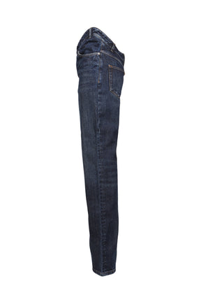 STRAIGHT LEG DENIM PANT WITH CURVY WAISTBAND / IND