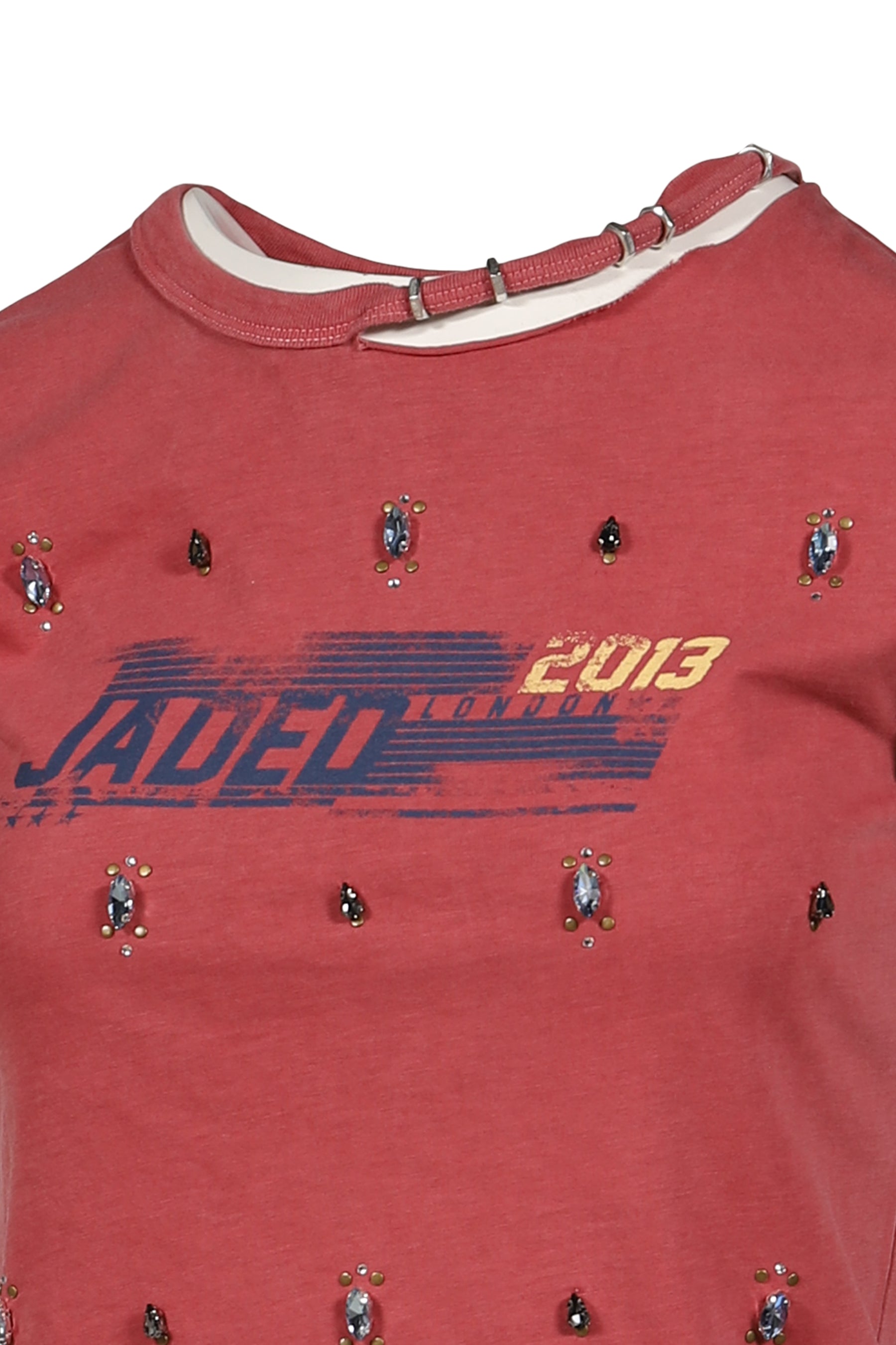 DISTRESSED JEWEL TOP / RED