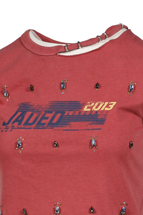 DISTRESSED JEWEL TOP / RED