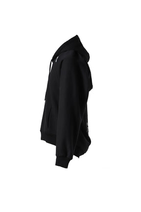 MOVED NECKLINE HOODIE / BLK