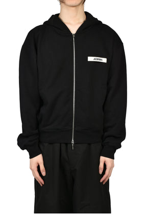 LE HOODIE ZIP GROS GRAIN / BLK