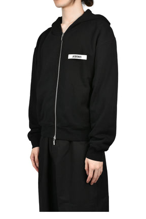 LE HOODIE ZIP GROS GRAIN / BLK