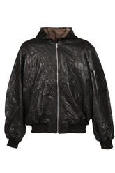 LEATHER BOMBER JACKET / BLK