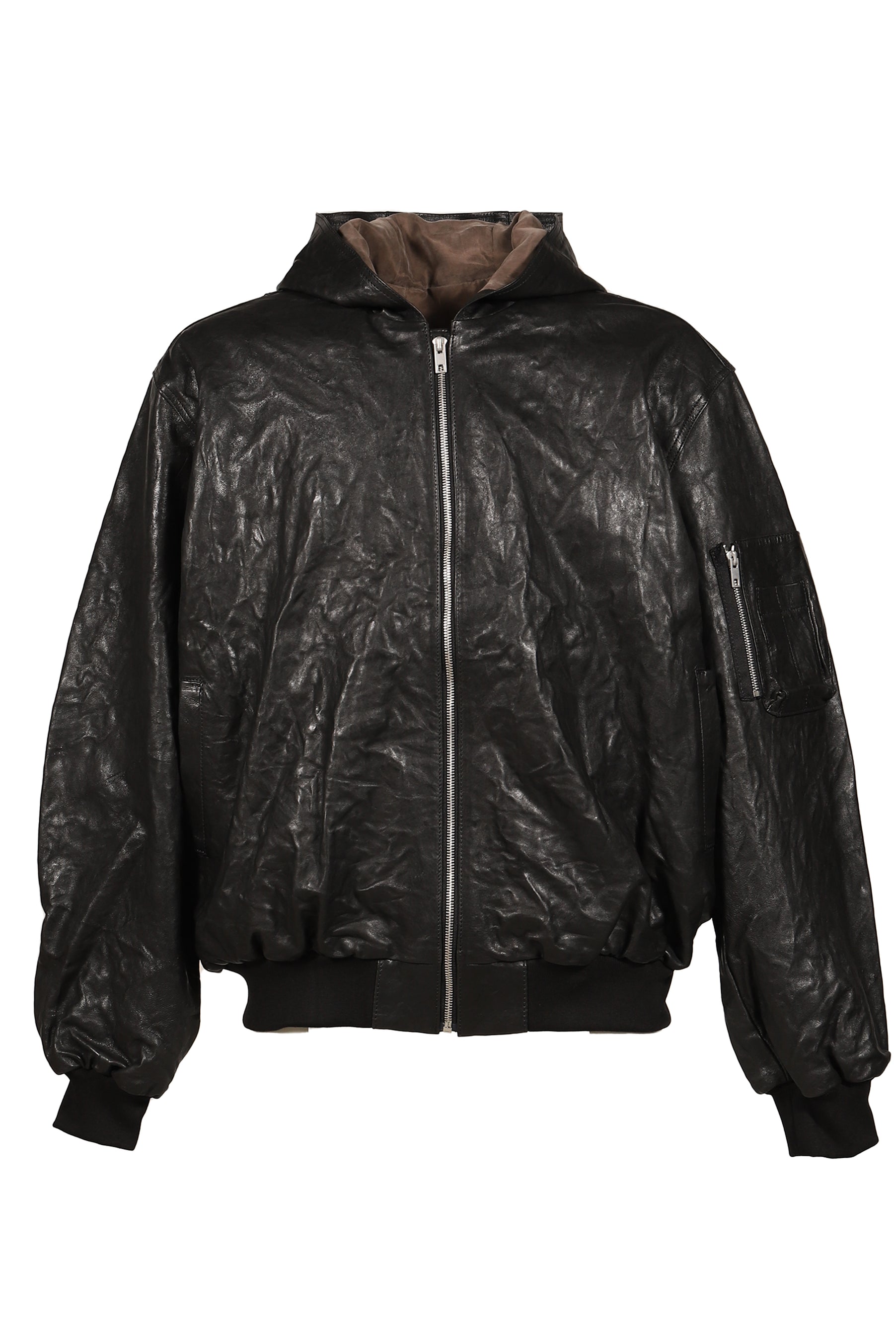 LEATHER BOMBER JACKET / BLK