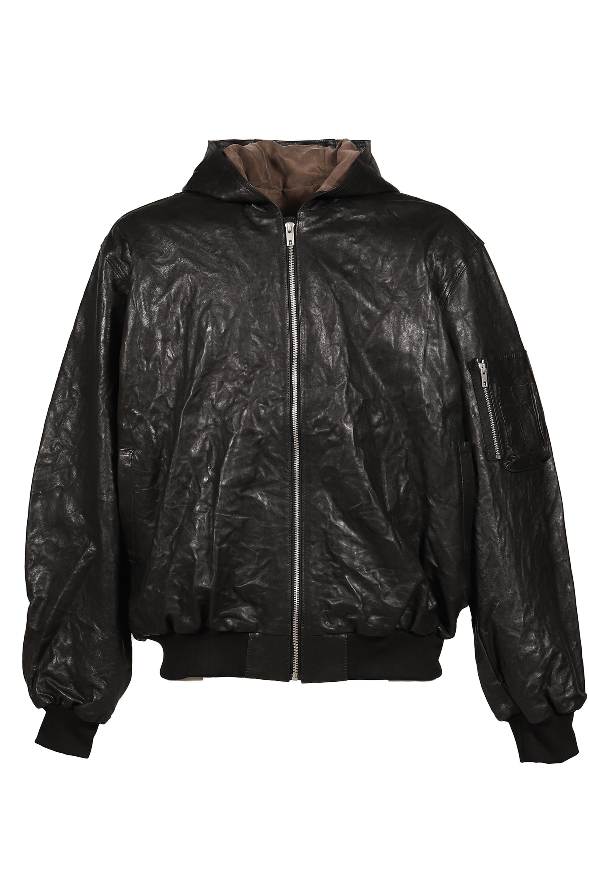 LEATHER BOMBER JACKET / BLK