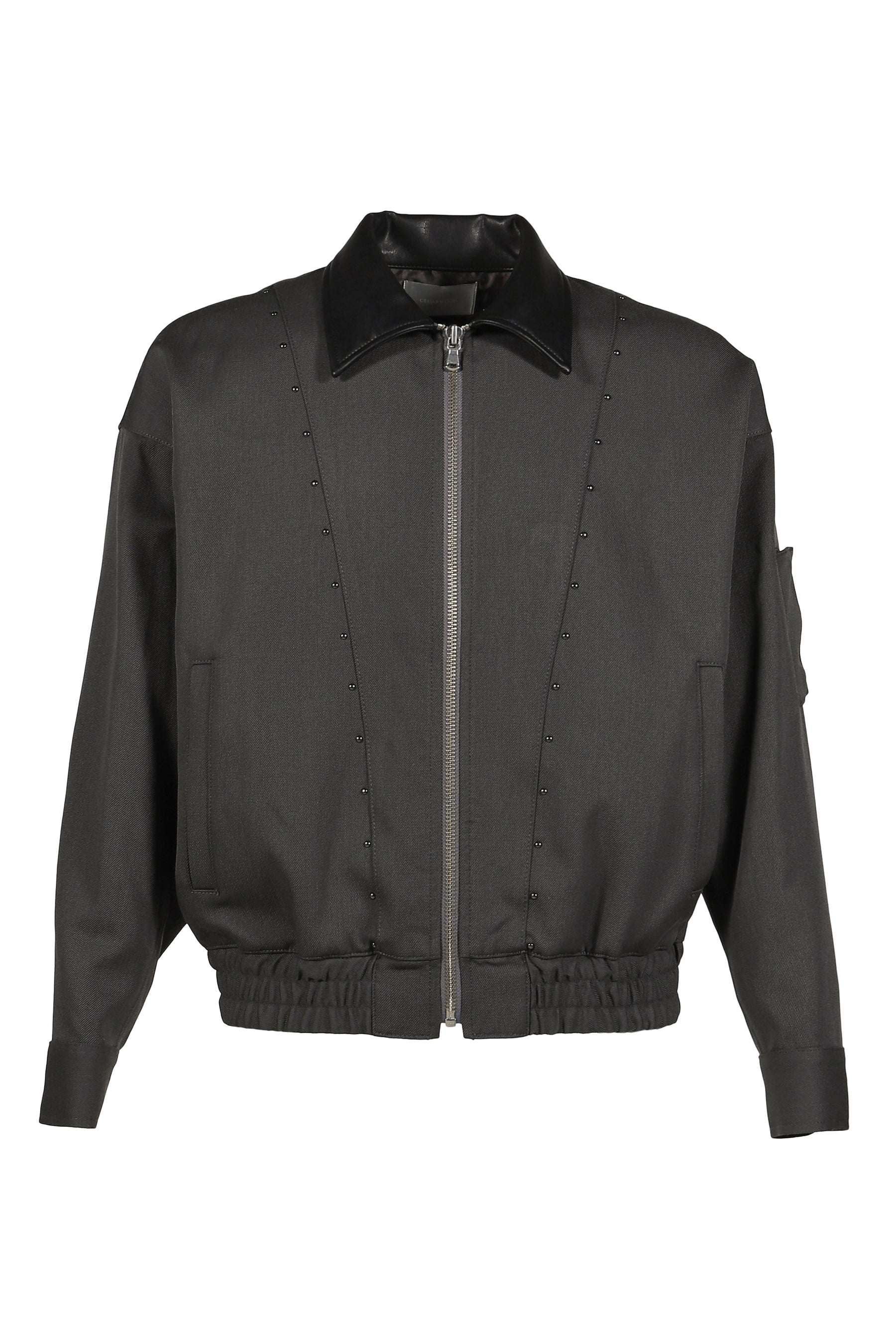 STUDDED WOOL BOMBER / DARK GRY