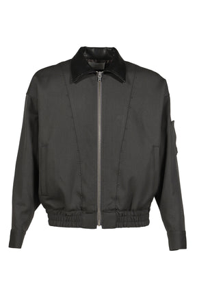 STUDDED WOOL BOMBER / DARK GRY