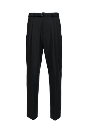 OMARI DOUBLE PLEATED TROUSERS / BLK