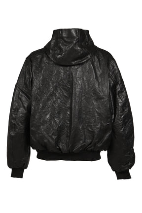LEATHER BOMBER JACKET / BLK