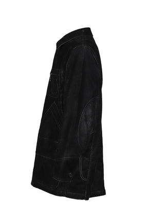 ARTIFICIAL LEATHER HUNTING JACKET / BLK 
