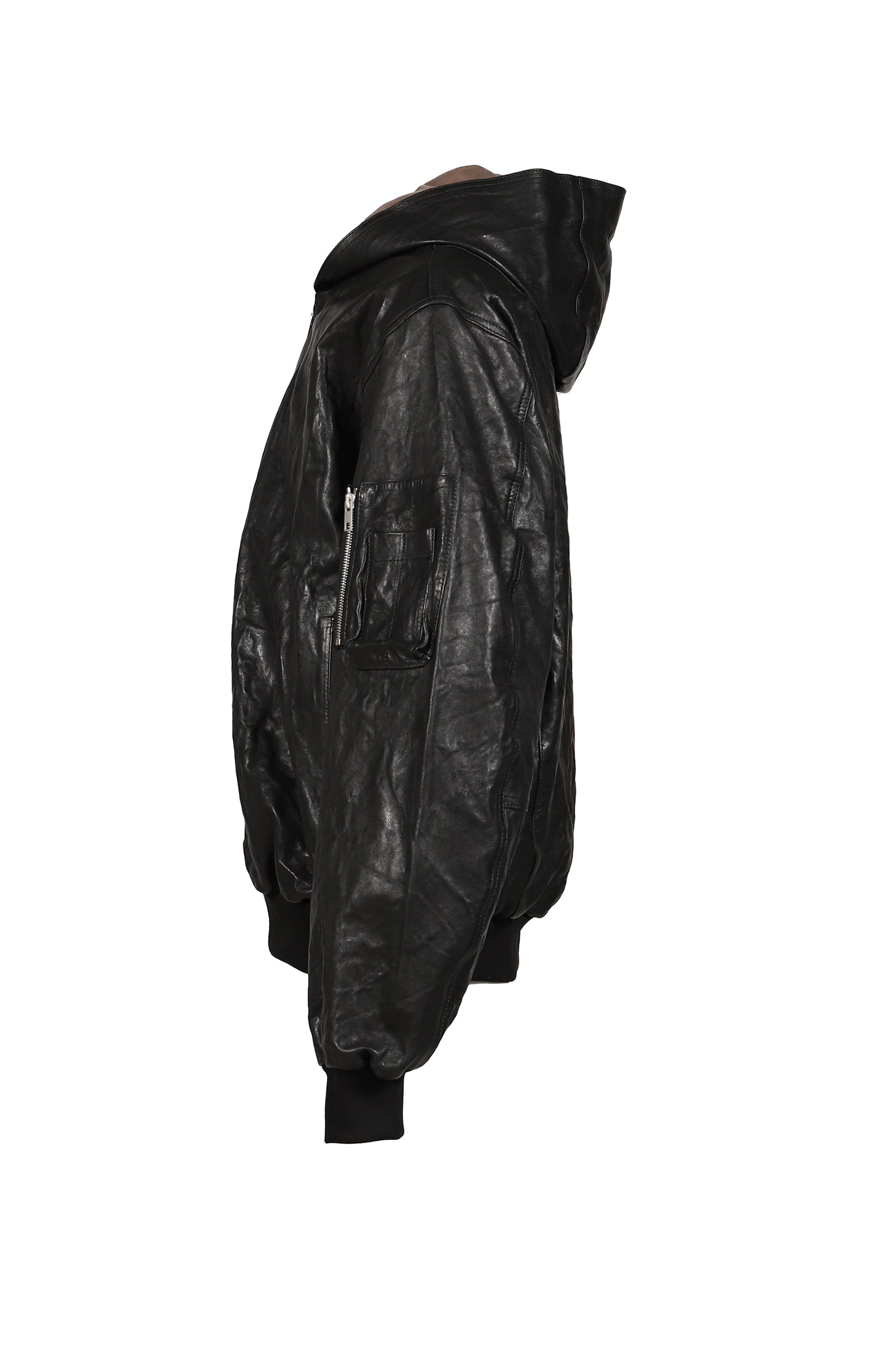 LEATHER BOMBER JACKET / BLK