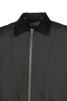 STUDDED WOOL BOMBER / DARK GRY