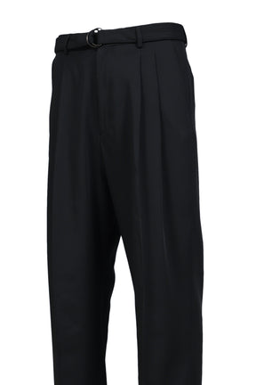 OMARI DOUBLE PLEATED TROUSERS / BLK