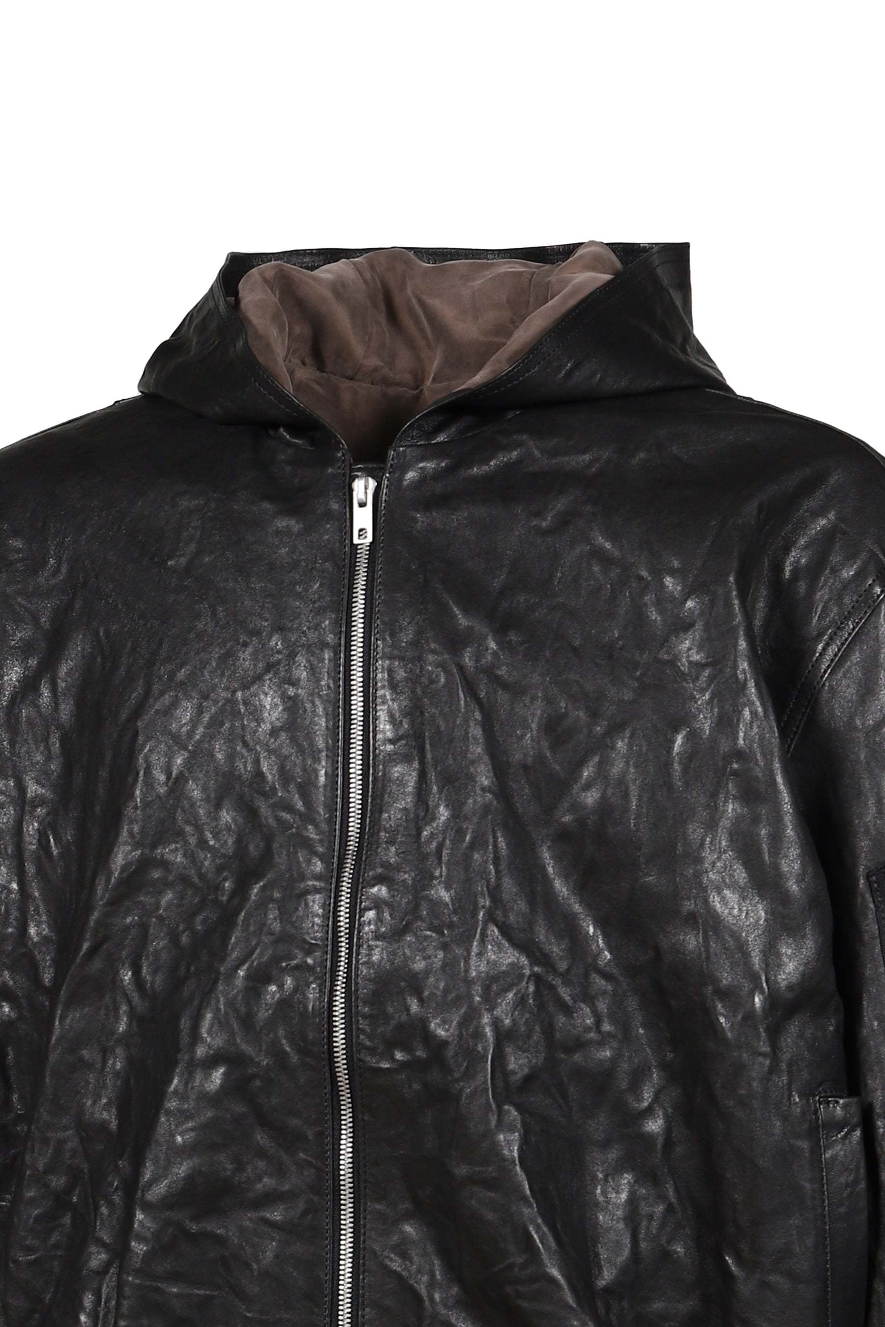 LEATHER BOMBER JACKET / BLK