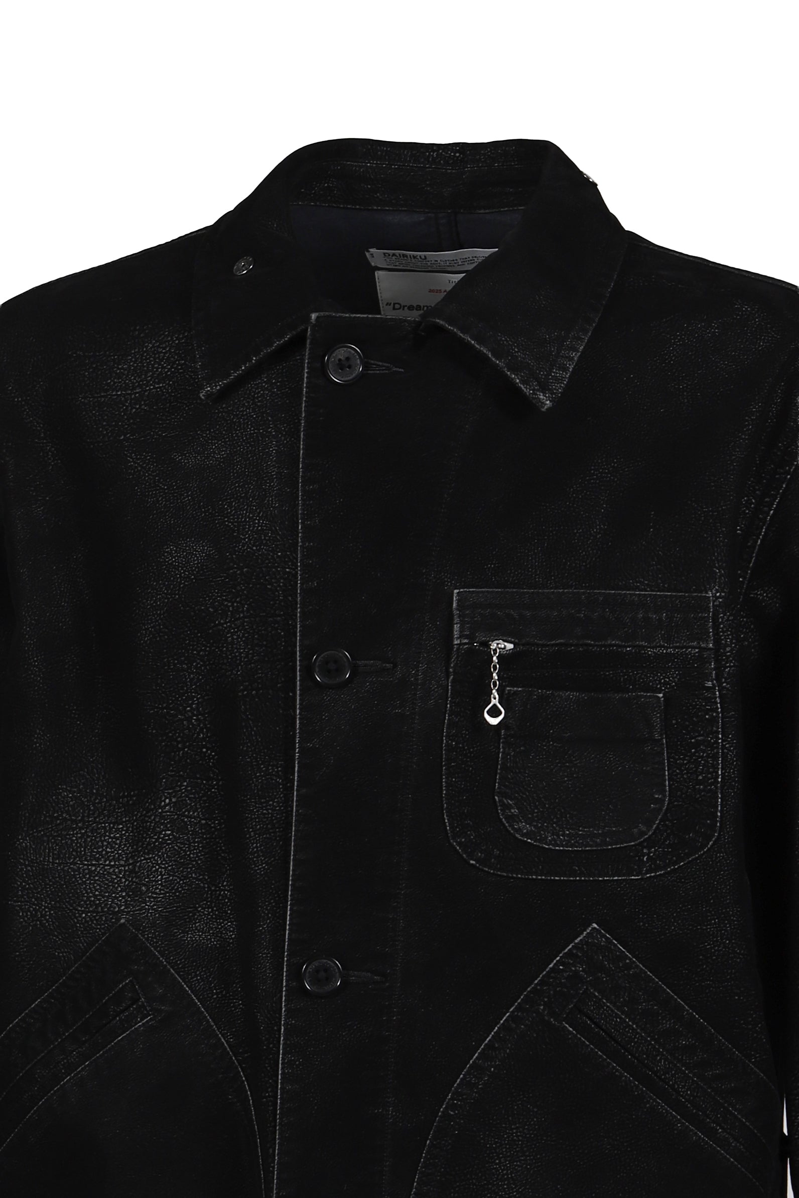 ARTIFICIAL LEATHER HUNTING JACKET / BLK 