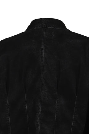 ARTIFICIAL LEATHER HUNTING JACKET / BLK 