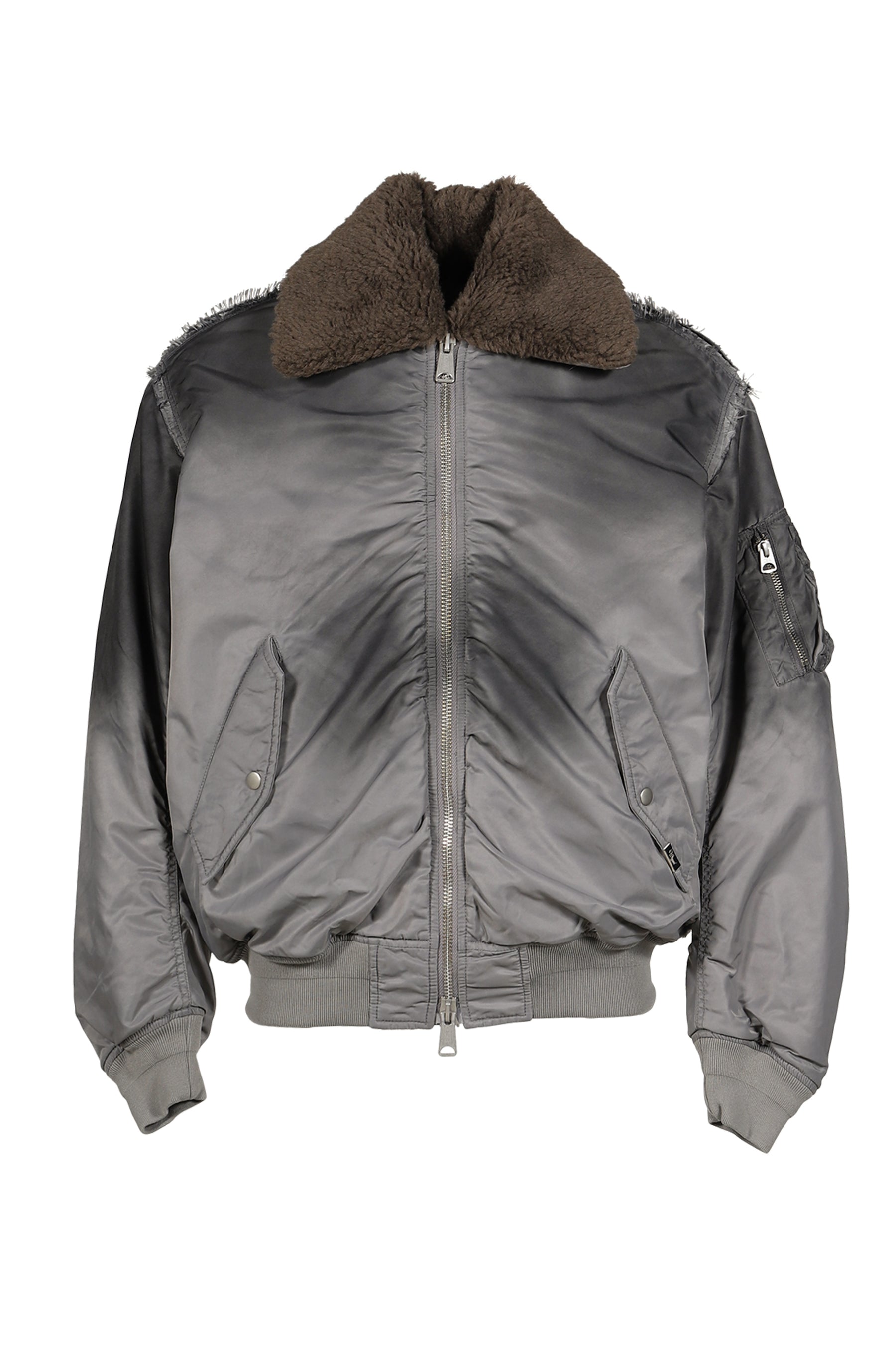 FRAYED REVERSIBLE BOMBER JACKET / GRY