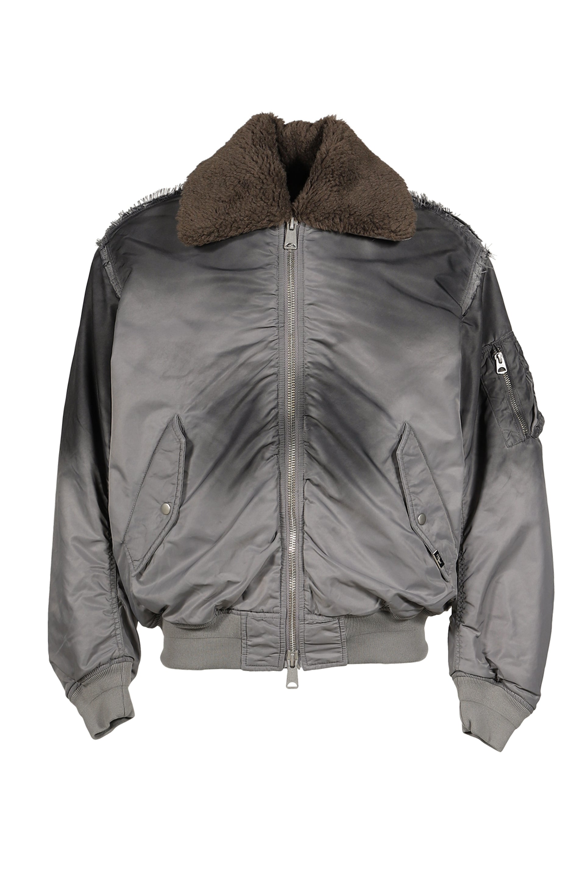 FRAYED REVERSIBLE BOMBER JACKET / GRY
