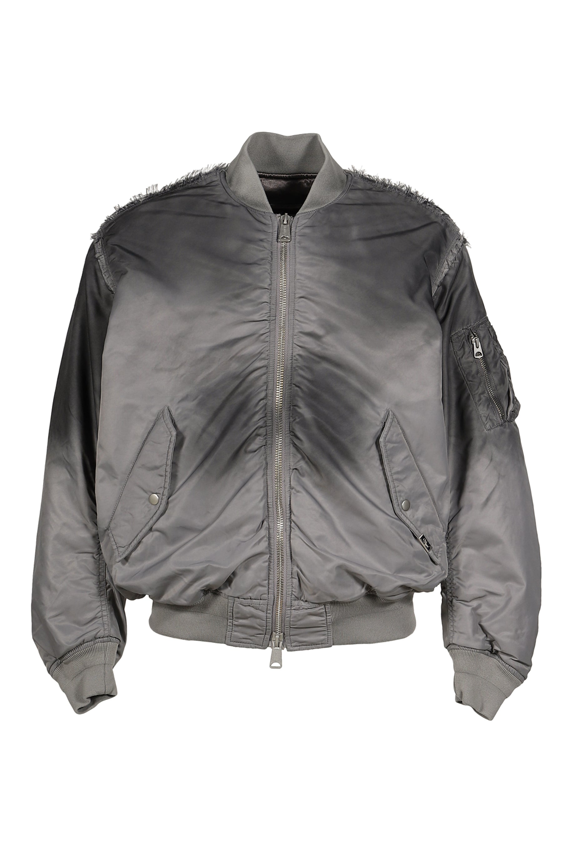 FRAYED REVERSIBLE BOMBER JACKET / GRY
