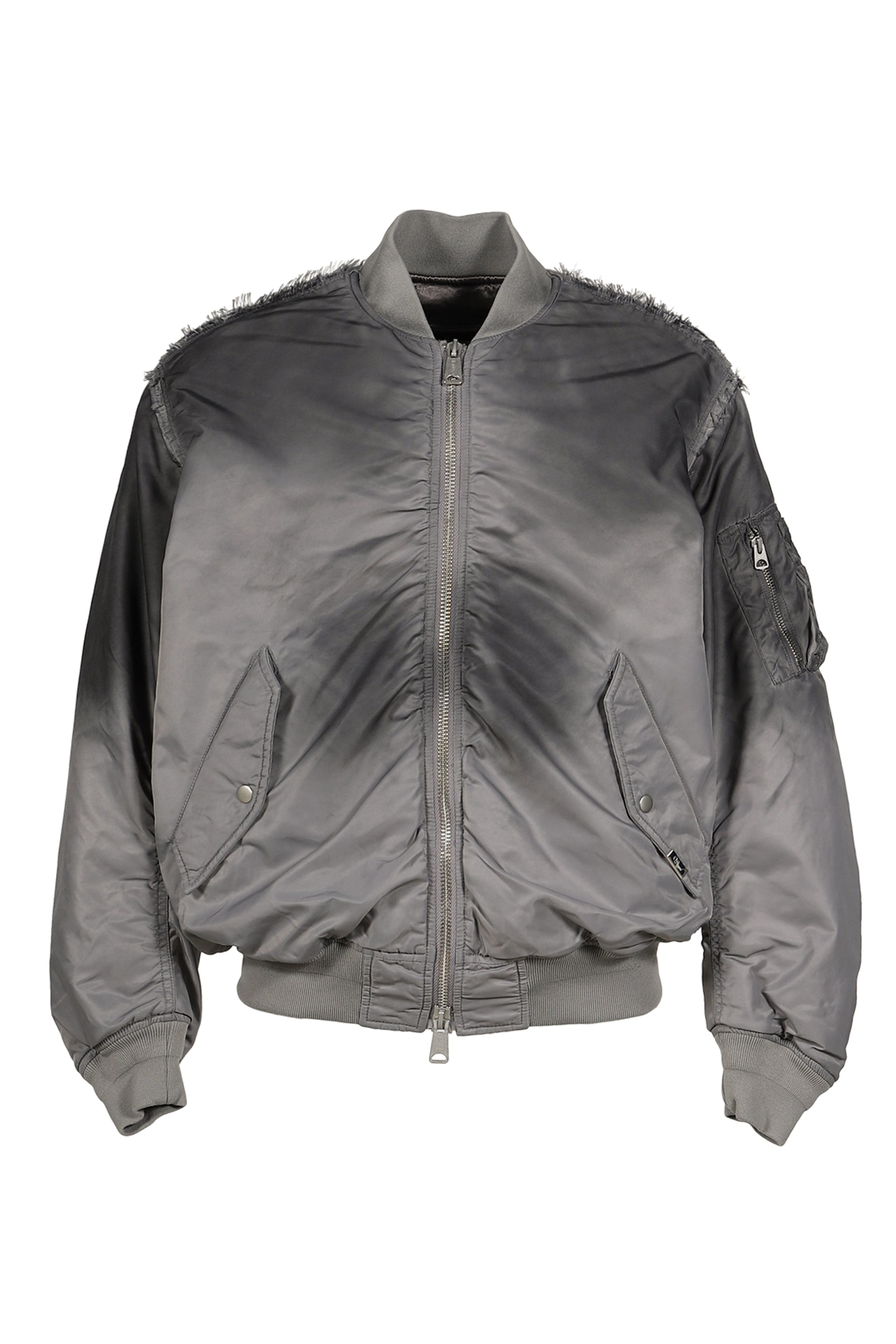 FRAYED REVERSIBLE BOMBER JACKET / GRY