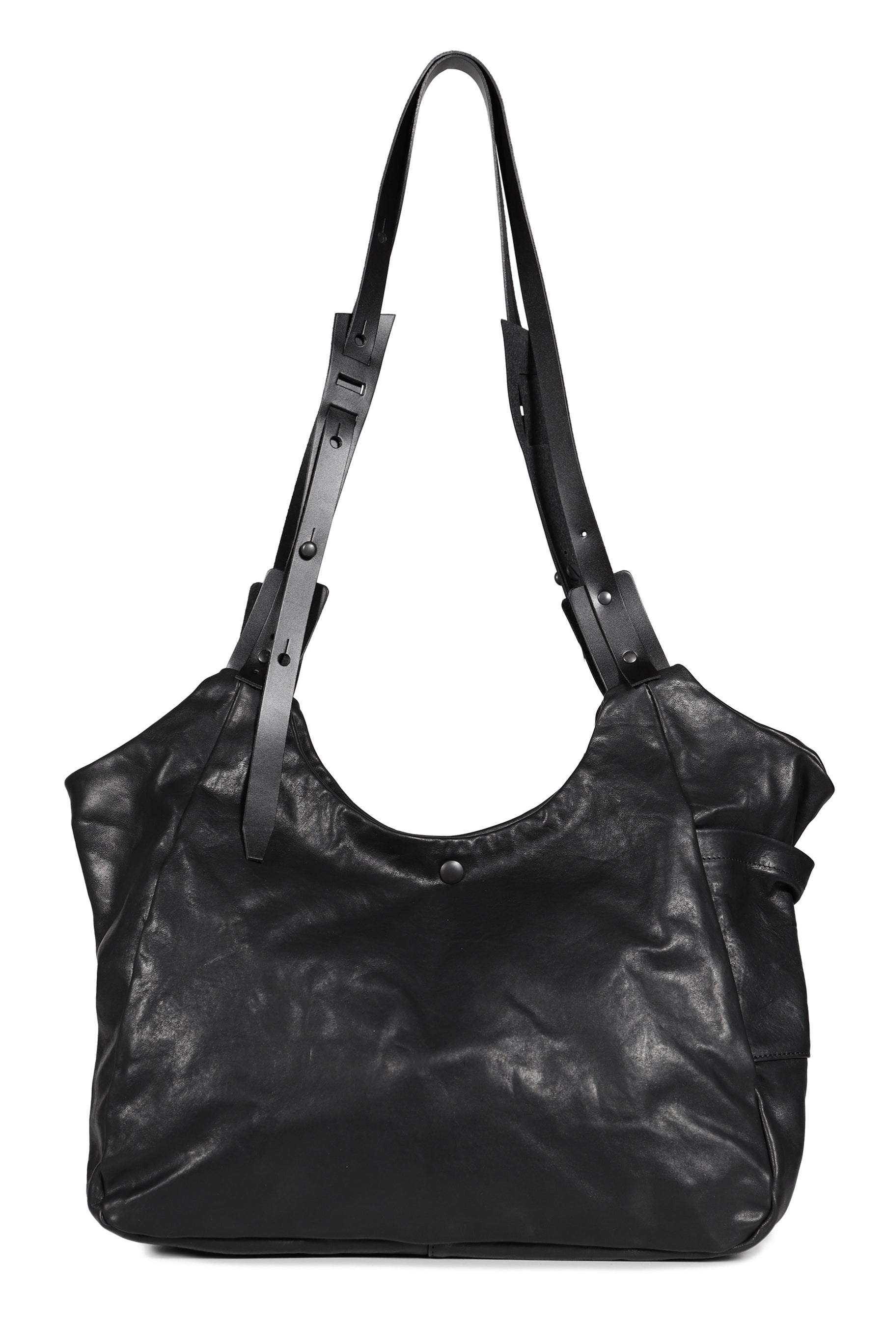 LEATHER SHOULDER BAG / BLK