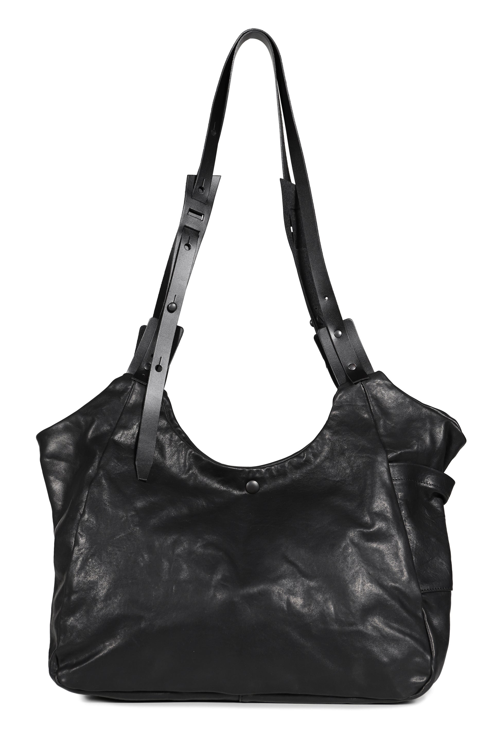 LEATHER SHOULDER BAG / BLK