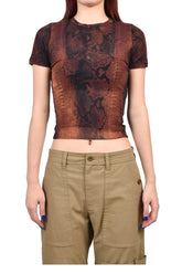 MESH BABY TEE PRINTED "PYTHON" / BRW/BLK