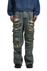 BIG DADDY RIPPED DENIM / WASHED BLU