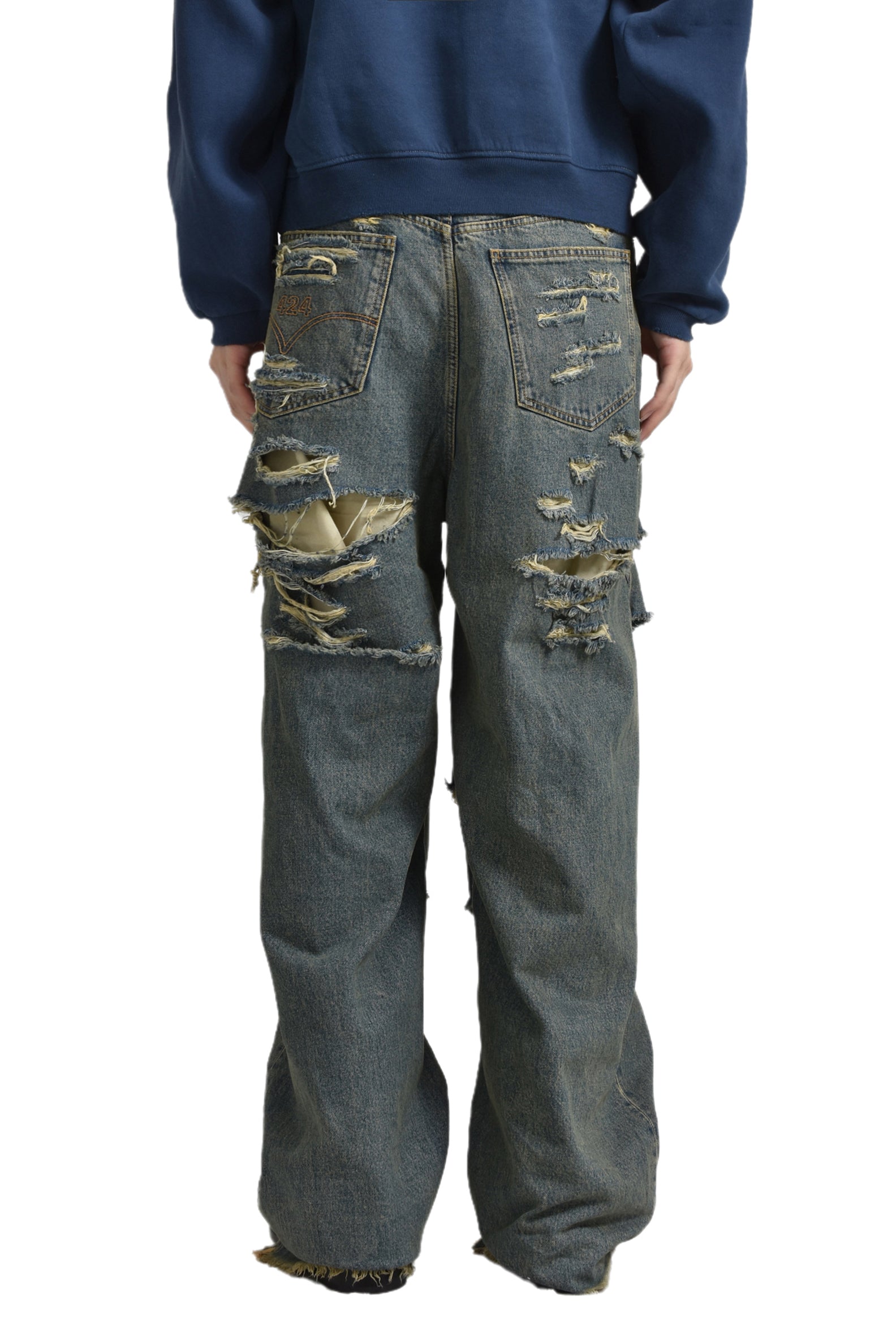 BIG DADDY RIPPED DENIM / WASHED BLU