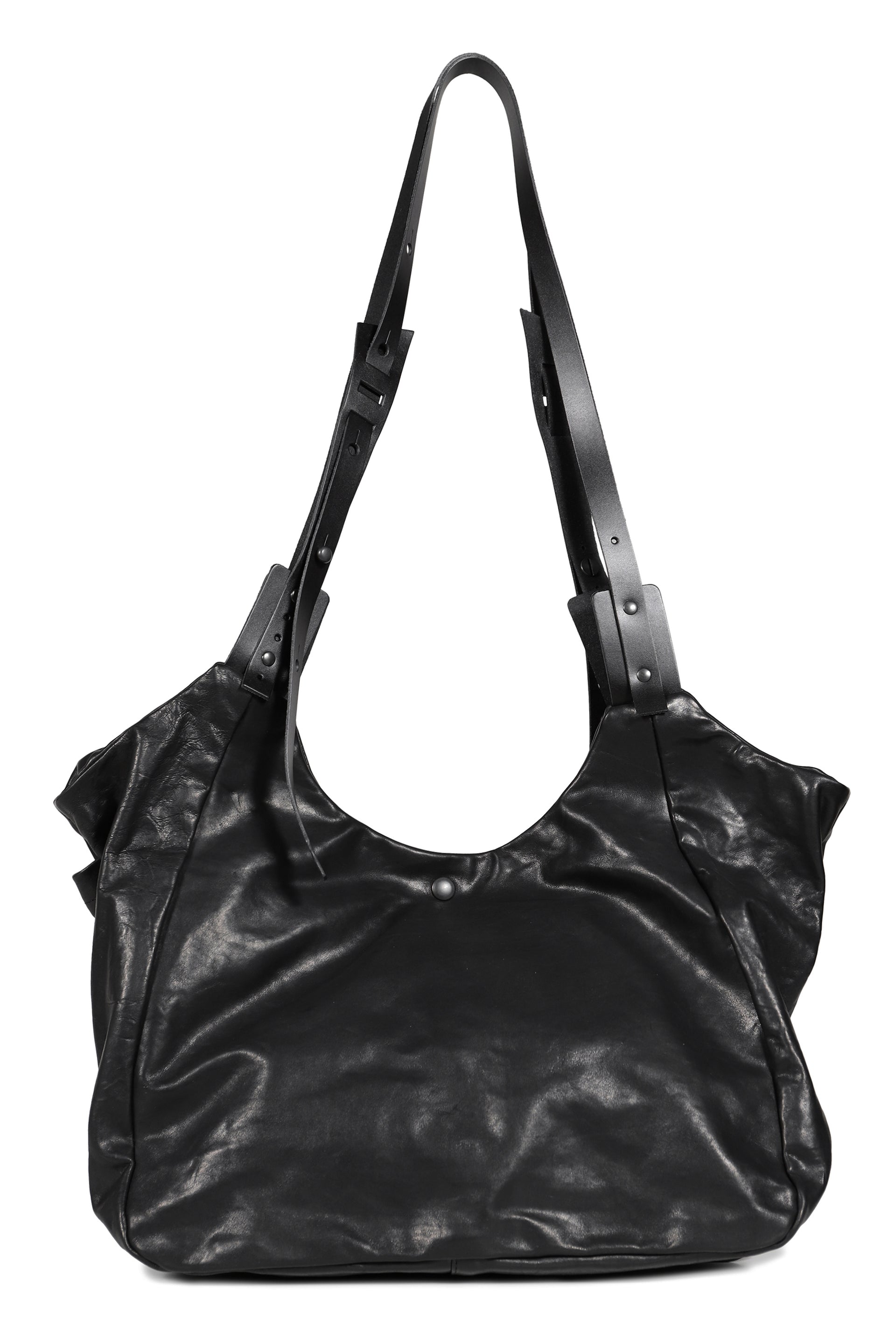 LEATHER SHOULDER BAG / BLK