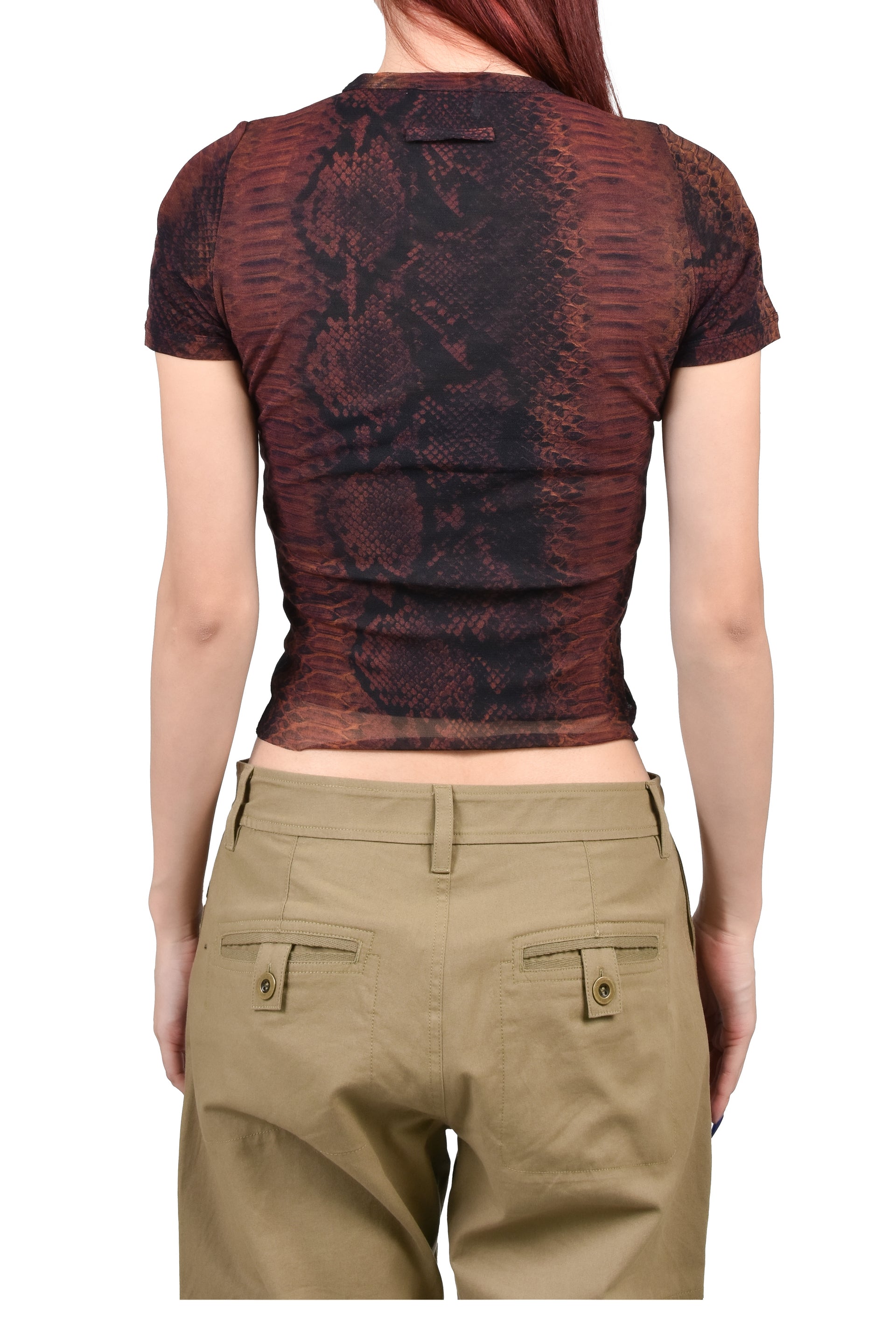 MESH BABY TEE PRINTED "PYTHON" / BRW/BLK