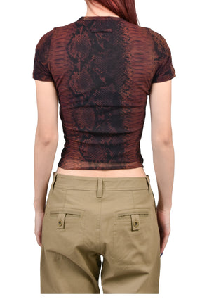 MESH BABY TEE PRINTED "PYTHON" / BRW/BLK