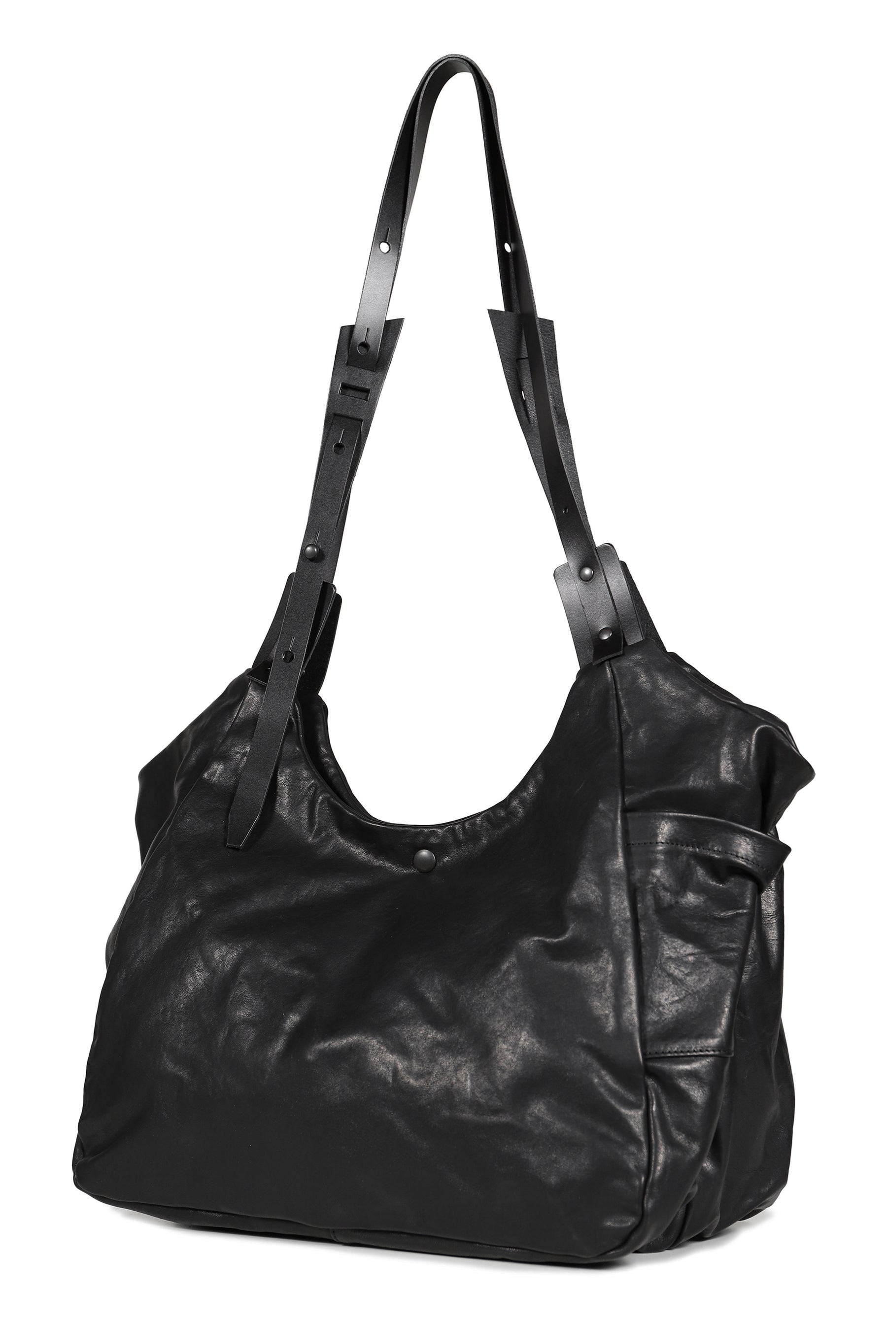 LEATHER SHOULDER BAG / BLK